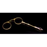 Antique long handle gilt metal lorgnette