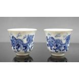 Pair Chinese painted ceramic cups