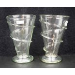 Pair Victorian glass wine cups