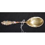 USA decorated sterling silver serving spoon