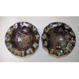 Pair early amethyst carnival glass bowls