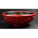 Chinese carved cinnabar type decorative bowl