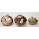 Three vintage cowrie shell coin purses