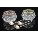 Two Austro Hungarian silver rim salt cellars