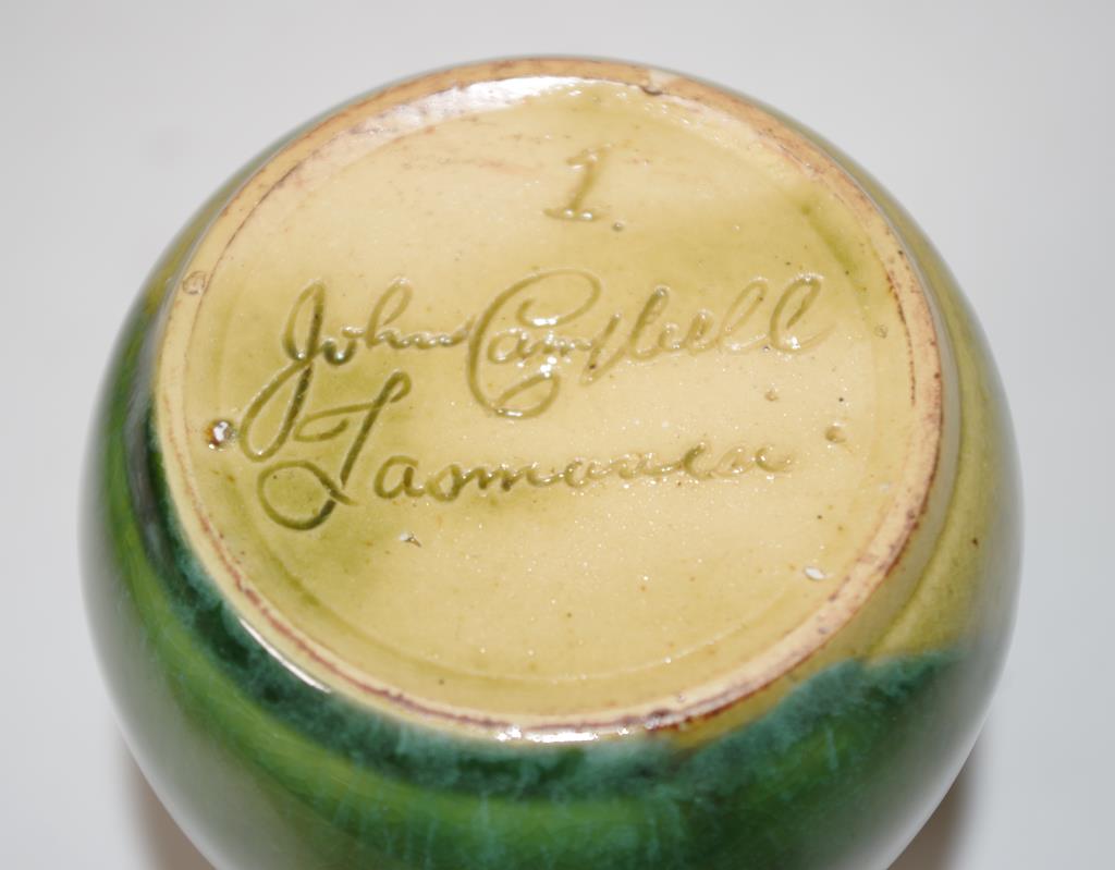 Small John Campbell green glaze vase - Image 4 of 4