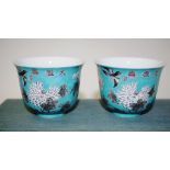 Chinese boxed pair decorated ceramic tea bowls