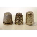 Three sterling silver thimbles