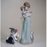 Two various Lladro cat figurines