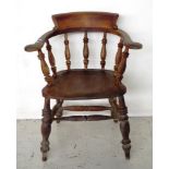 Antique oak & elm tub chair