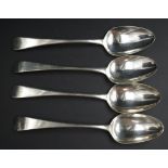 Group four Georgian sterling silver soup spoons