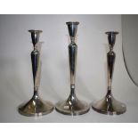 Three Austro Hungarian silver candlesticks