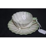 Belleek shell form cup & saucer