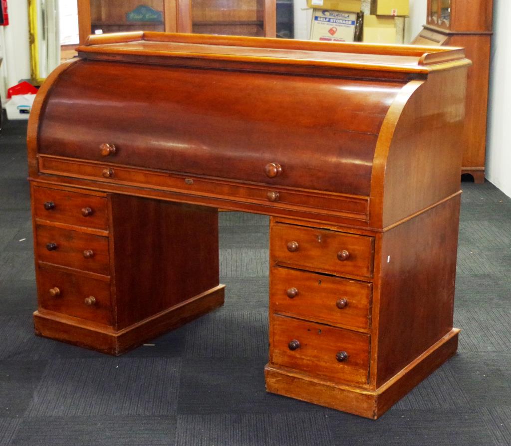 19th century cedar cylinder desk - Image 2 of 3