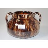 John Campbell twin handled brown glaze vase