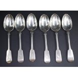 Group six antique sterling silver dessert spoons