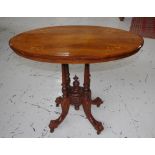 Small Victorian inlaid oval side table
