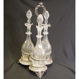 Antique crystal & silver plate tantalus