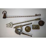 Collection of various vintage brass items