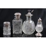Four Sterling silver collared toilette jars