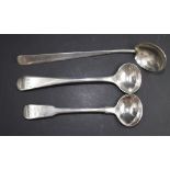 Two antique sterling silver condiment spoons