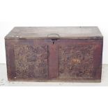 Circa 17th century carved & inlaid hardwood chest