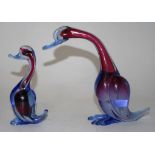 Two vintage Murano glass ducks