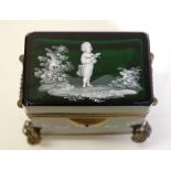 Antique Mary Gregory & ormolu trinket box