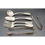 Six early sterling silver cutlery items