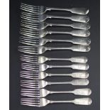 Set eleven Edward VII sterling silver dessert fork