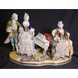 Large Dresden style lace musician figural group