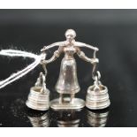 Antique Dutch miniature silver lady water carrier