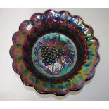 Early amethyst carnival glass bowl