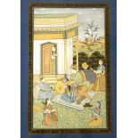 Indian hand painted image of Rajah with attendants