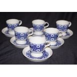 Six Arabia (Finland) coffee cups and saucers
