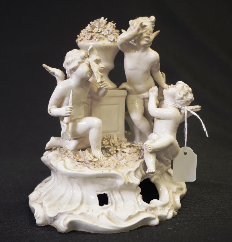 Continental white porcelain cupid glazed group - Image 2 of 3