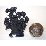 Vintage floral basket cast iron door stop