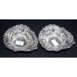 Two Victorian sterling silver bonbon dishes