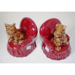 Pair Lyndale Moss Australian Pottery Dog bookends