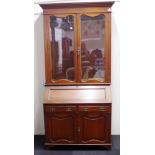 Antique Tasmanian oak bureau bookcase