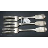 Three George IV sterling silver forks