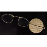 Gilt metal round pendant lorgnette