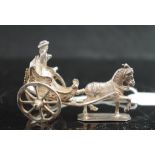 Antique Dutch miniature silver horse and cart