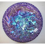 Fenton 'Garden of Eden' blue glass carnival plate