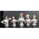 Five vintage Half dolls all marked Germany