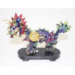 Chinese enamel decorated brass dragon figure