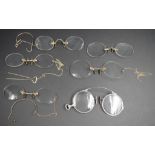 Six pairs of antique Pince-nez glasses