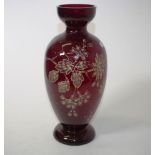 Victorian red flash glass vase