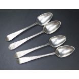 Four William IV St silver bright cut teaspoons