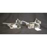 Pair of Czechosolvakian glass terrier open salts