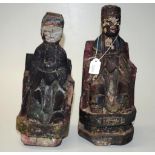 Pair antique Chinese carved wood figures